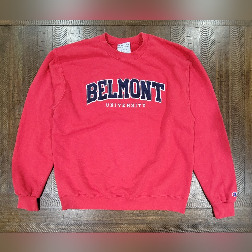 BELMONT Champion Authentic Athleticwear University Sweatshirt Red Size Large